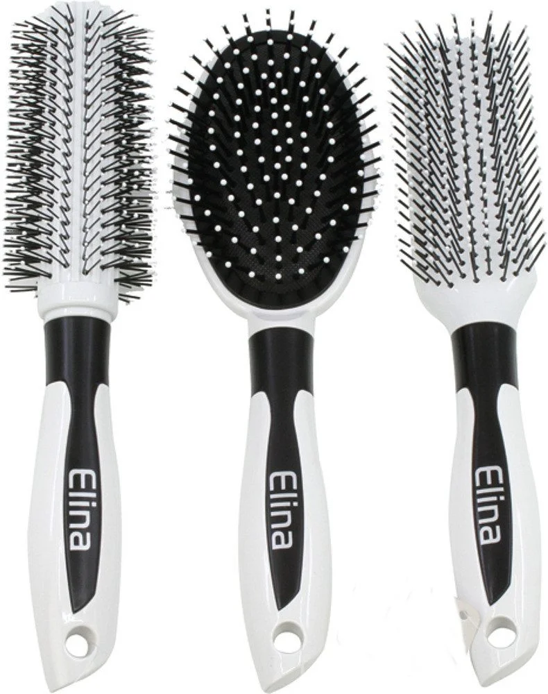 EMECO • 3-teiliges Haarbürsten-Set • Massagebürsten 23 cm • Wellness & Haarpflege • Weiß