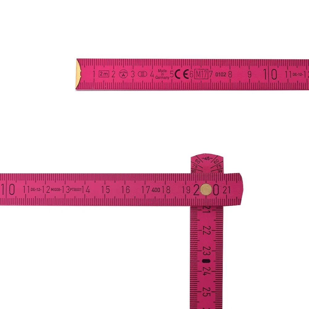 Zollstock 2 m – Pink, Lasergravur „Echtes Mädel“