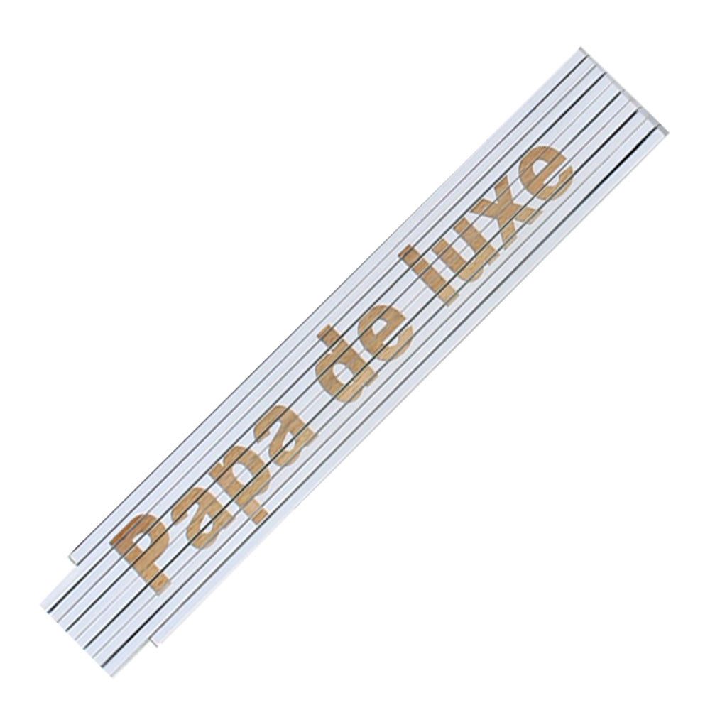 Zollstock 2 m – Lasergravur „Papa de Luxe“, weiß