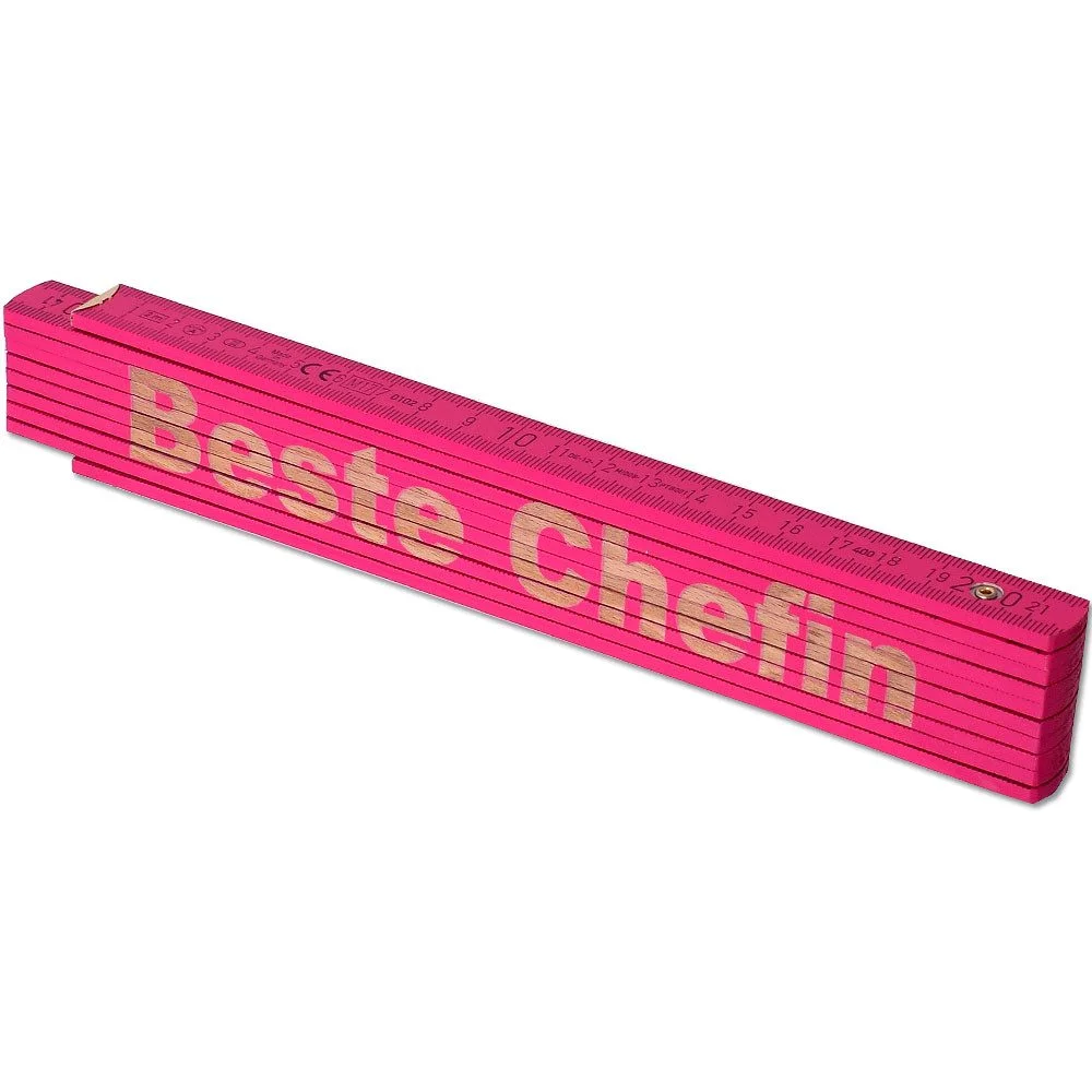 Zollstock 2 m – Pink, Lasergravur „Beste Chefin“
