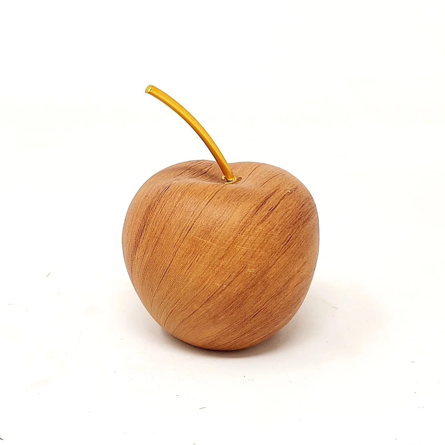 FORMANO Skulptur • Deko-Apfel Wood • 10 cm • Steingut • Braun/Natur/Gold
