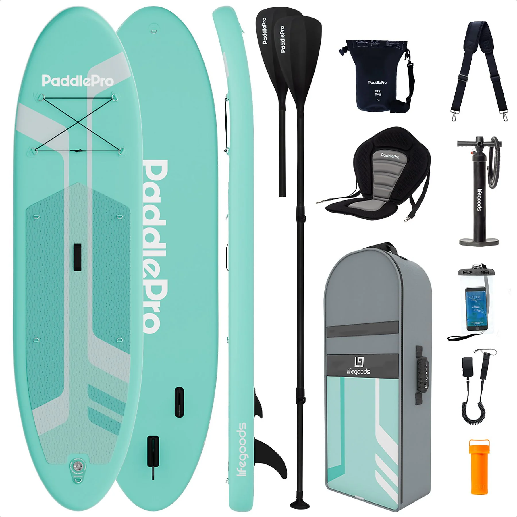 LIFEGOODS LG1238 PaddlePro Luxe Allround SUP Board Mintgroen