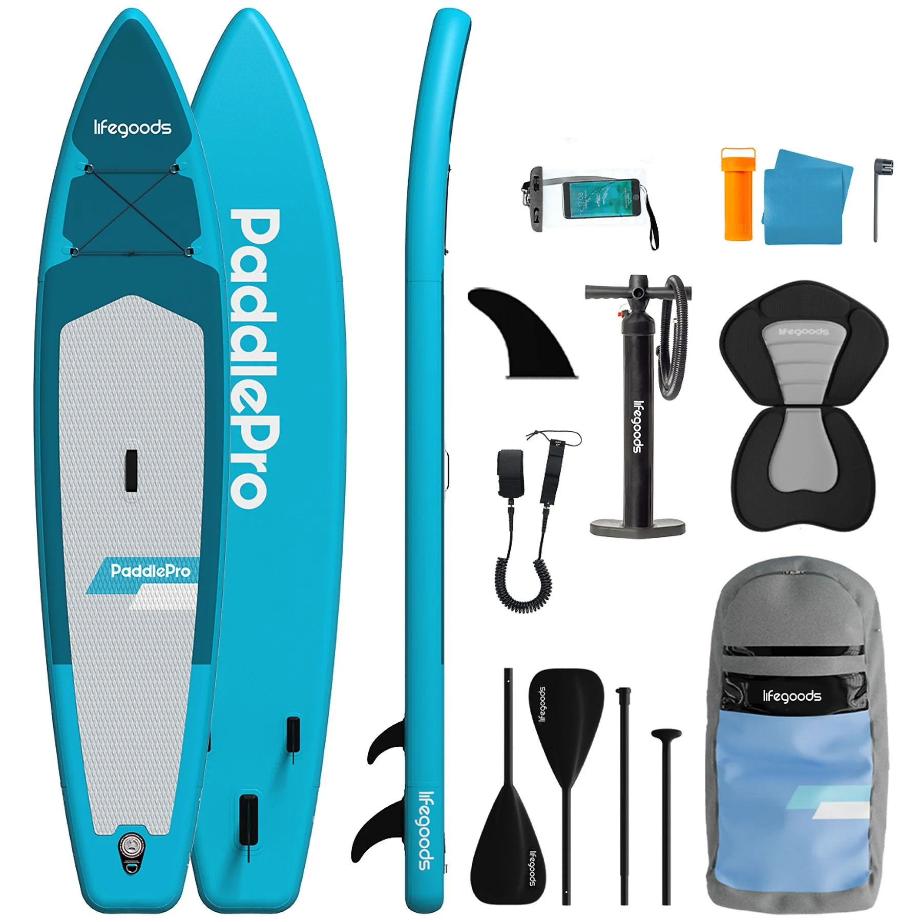 LIFEGOODS LG1309 PaddlePro touring SUP board blauw