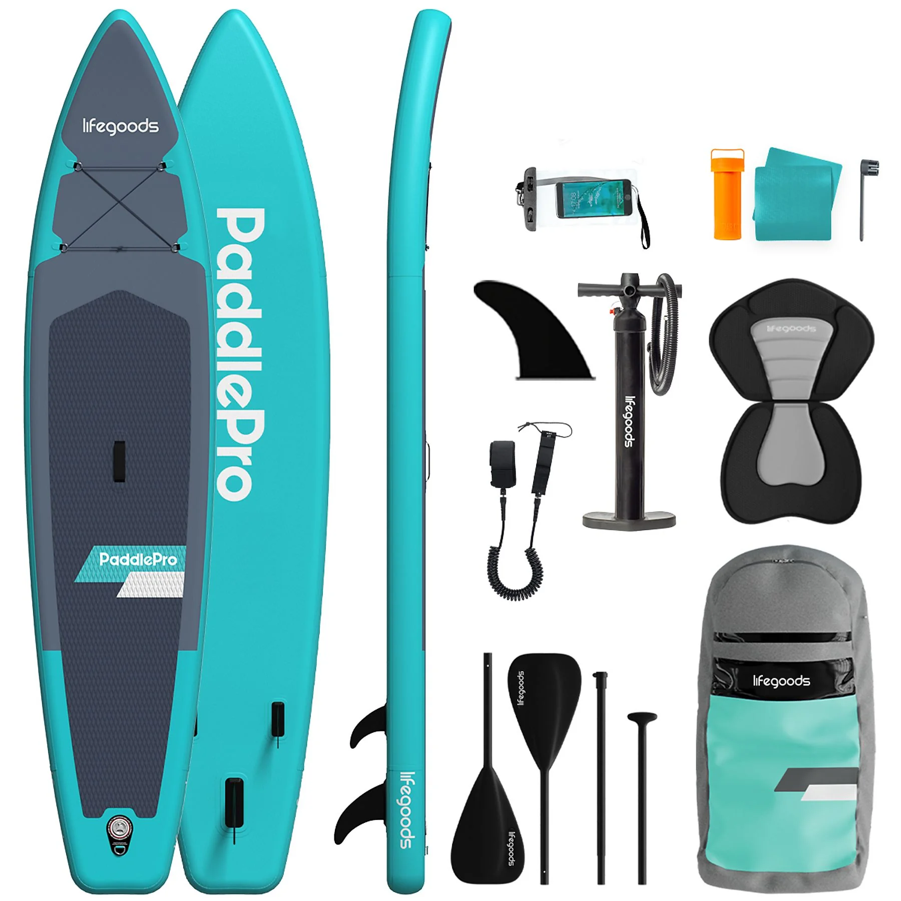 LIFEGOODS LG1311 PaddlePro Touring SUP Board Turqoise