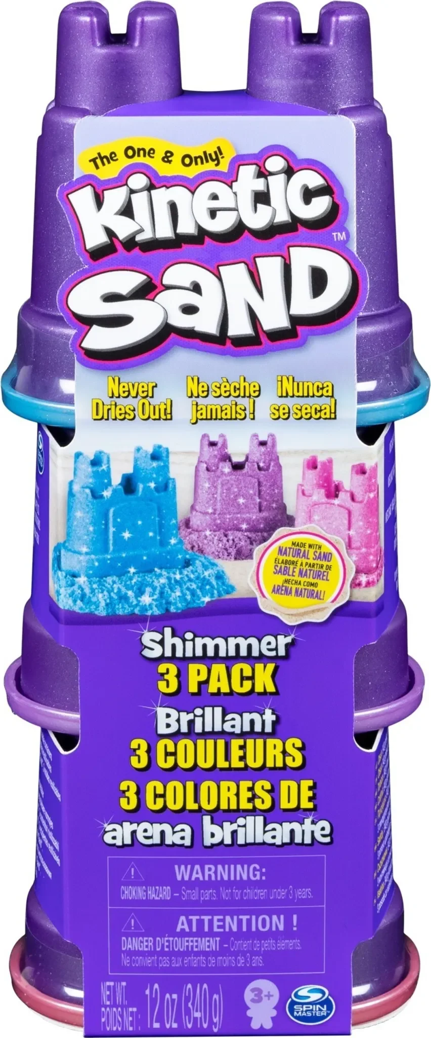Kinetic Sand Shimmers – 3er-Set (je 113 g) in Blau, Rosa & Lila
