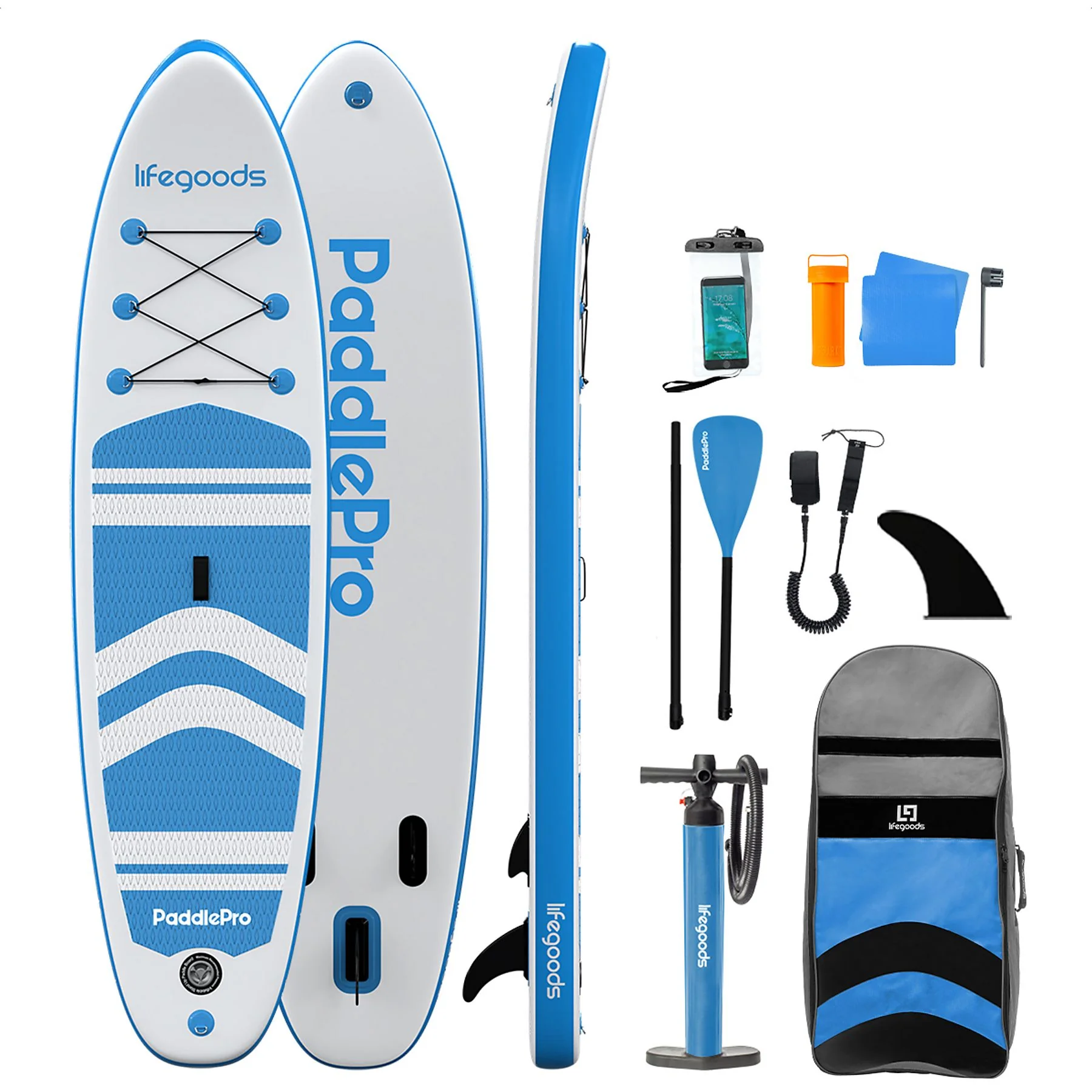 LIFEGOODS LG1374 PaddlePro Allround SUP Board Wit Lichtblauw