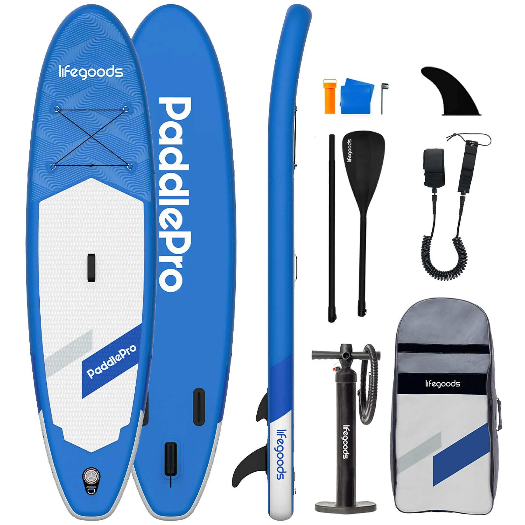 LIFEGOODS LG1304 PaddlePro Allround Compact SUP Board Blauw
