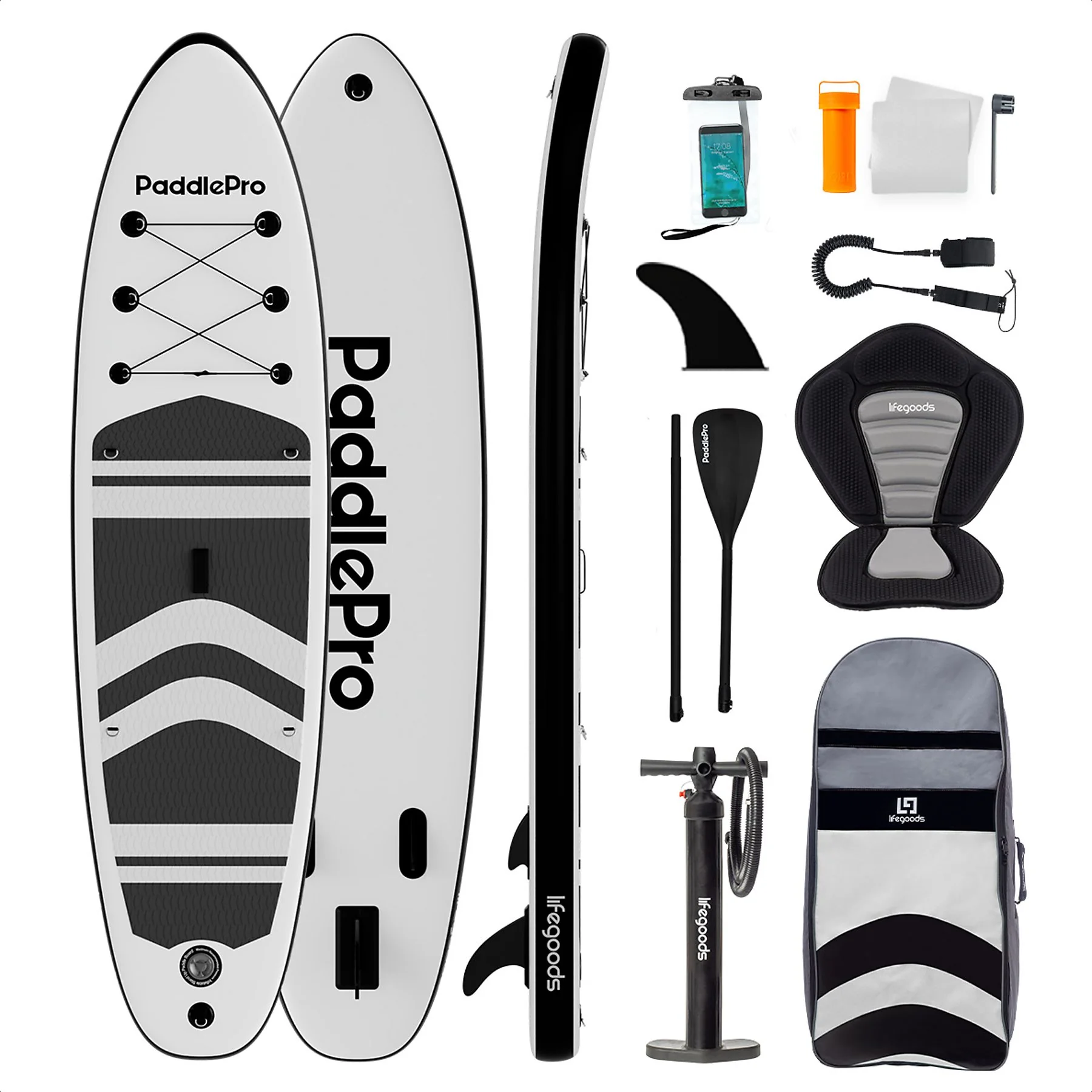LIFEGOODS LG1150 PaddlePro Allround SUP Board Wit Zwart
