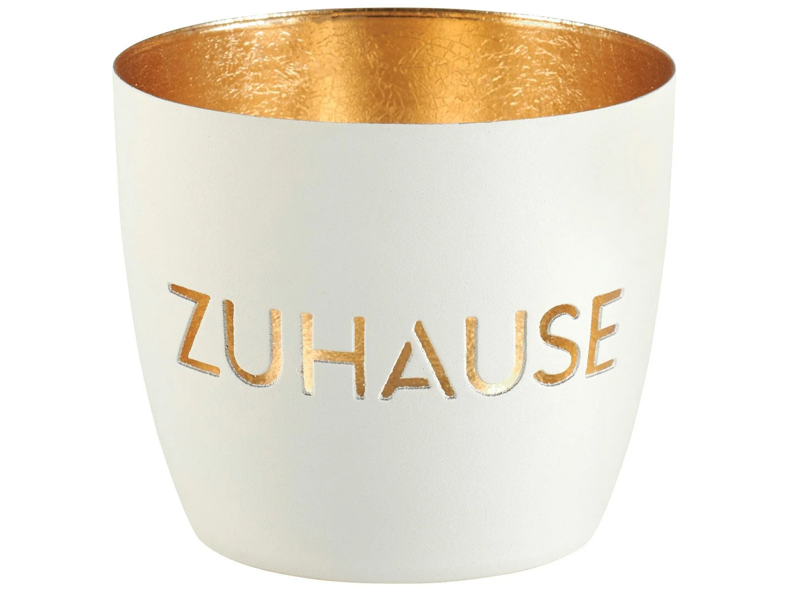 Windlicht „Zuhause“ 8,5 cm – Madras, weiß/gold