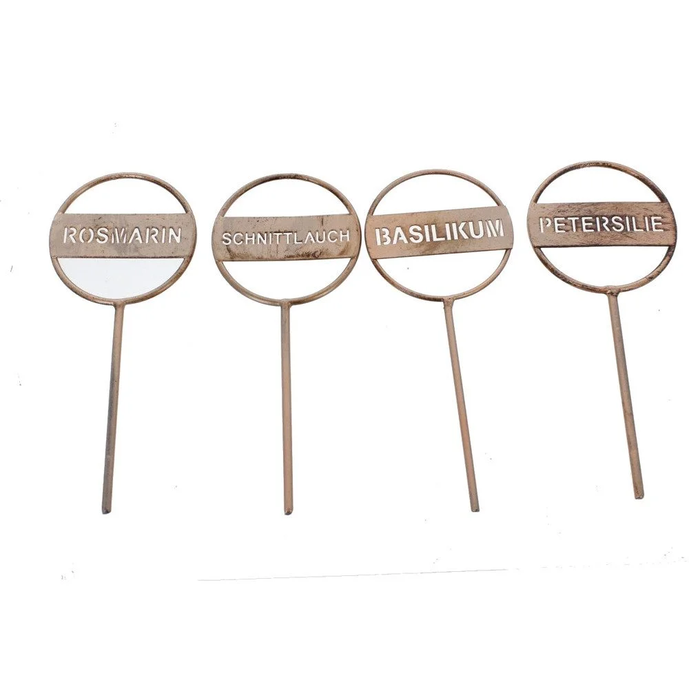 Gartenstecker – Kräuter-Beetstecker aus Metall, Kupferoptik, ca. 18 × 7,5 cm